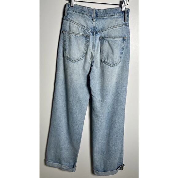 Free People Womens Size 26 Astoria Wide Leg High Rise Cuffed Jean In Sea Foam - Picture 3 of 13